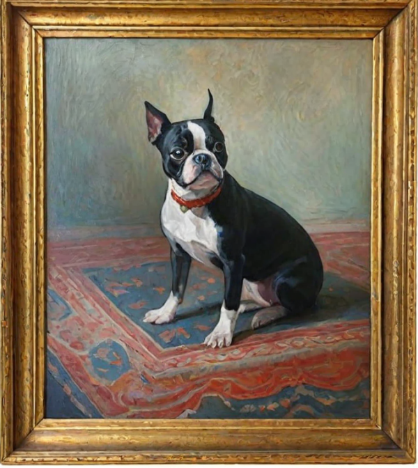 Oil painting of Boston Terrier